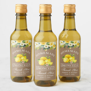 Limoncello Lemons Kraft Floral Mini Etiquetas de f