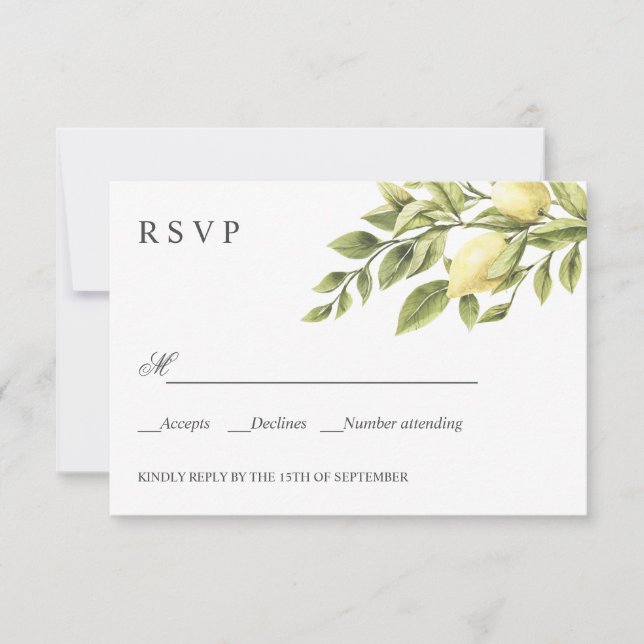 Limones | Amarillo | RSVP clásica de BODA ruso (Anverso)