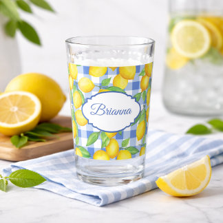 Limones y cuadros azules Vidrio Personalizado