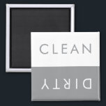 Limpiar el imán de lavavajillas sucio en gris y bl<br><div class="desc">Imán simple directo limpio y sucio de lavavajillas. 5 x 5 cm.</div>