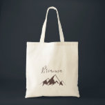 Limpiar la bolsa de tocas de la dama de honor de l<br><div class="desc">Esta clara mochila de tote de la dama de montaña es el regalo perfecto de boda para presentar a sus damas de honor y dama de honor para un boda rústico. El diseño presenta una idílica montaña marrón acuática.</div>
