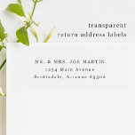 Limpiar las etiquetas de dirección de devolución M<br><div class="desc">Etiquetas de direcciones de devolución transparentes minimalistas para los sobres de invitación. Cada etiqueta de la hoja de 8x8" es ligeramente inferior a 1" de alto por aproximadamente 2, 5" de ancho.</div>