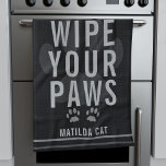 Limpiar tus patas Mascota Nombre toalla de cocina<br><div class="desc">Los mejores mascotas siempre tienen patas limpias. Añade tu nombre a esta toalla de cocina de papel negro.</div>