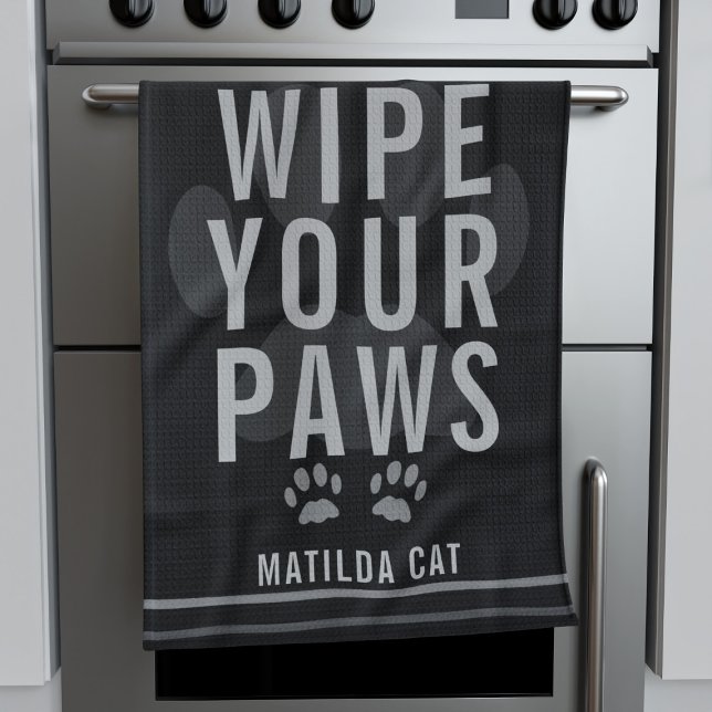 Limpiar tus patas Mascota Nombre toalla de cocina  (Wipe Your Paws! A fun kitchen towel for your pet. Just add their name)