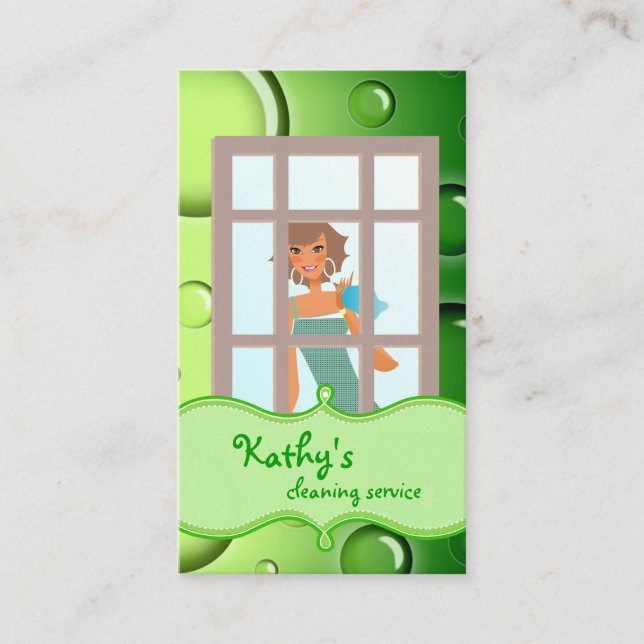 Limpieza de la tarjeta de visita Burbujas verdes (Anverso)