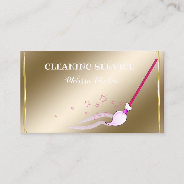 Limpieza de tarjeta de negocios de escoba de antig (Anverso)