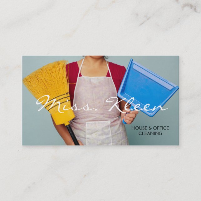 Limpieza doméstica, tarjeta de visita para limpiad (Anverso)