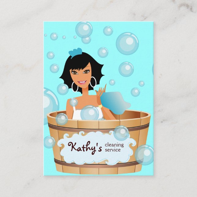 Limpieza tarjeta de negocios cubo burbujas azul (Anverso)