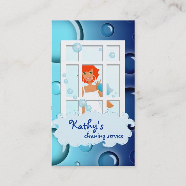 Limpieza tarjeta de visita azul Burbujas rojo Pelo (Anverso)