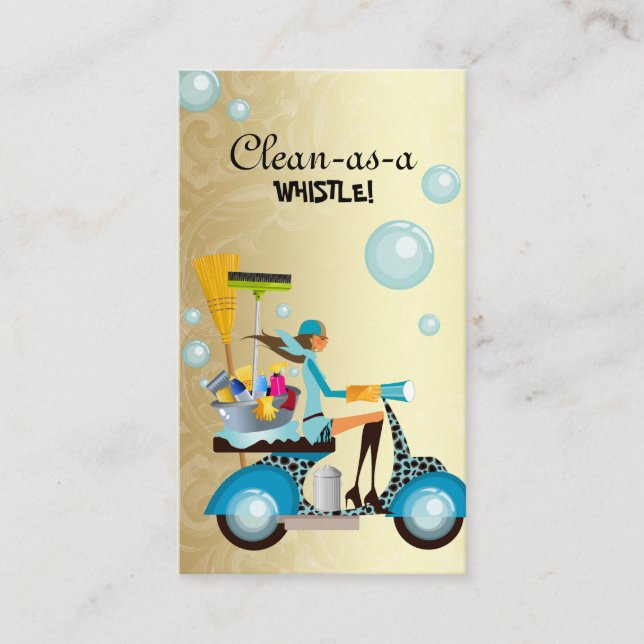 Limpieza tarjeta de visita Scooter Chica Gold (Anverso)