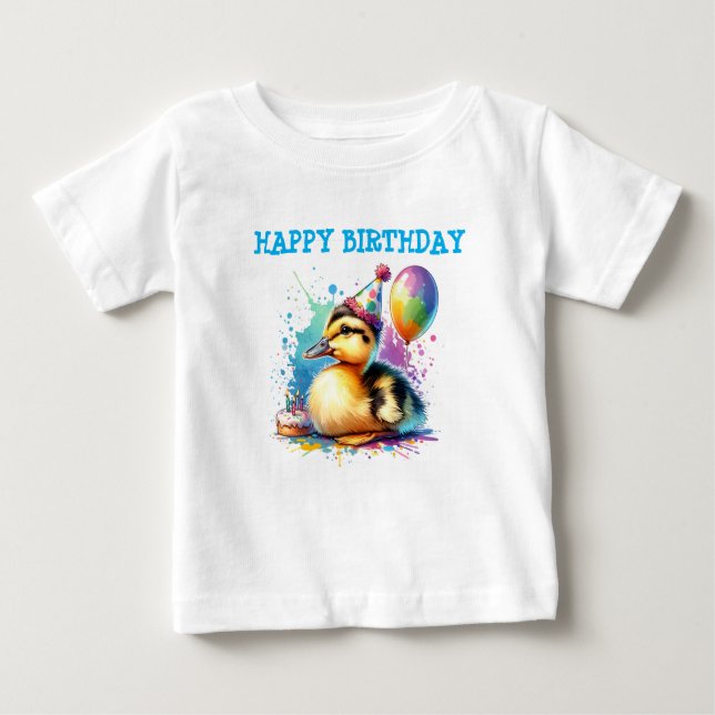 linda camisa de cumpleaños de pato bebé