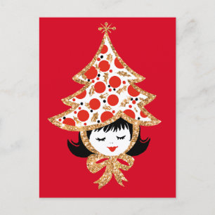 Linda chica retro vintage de Navidad con sombrero 