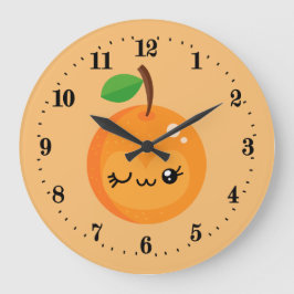 linda cocina naranja Kawaii reloj grande
