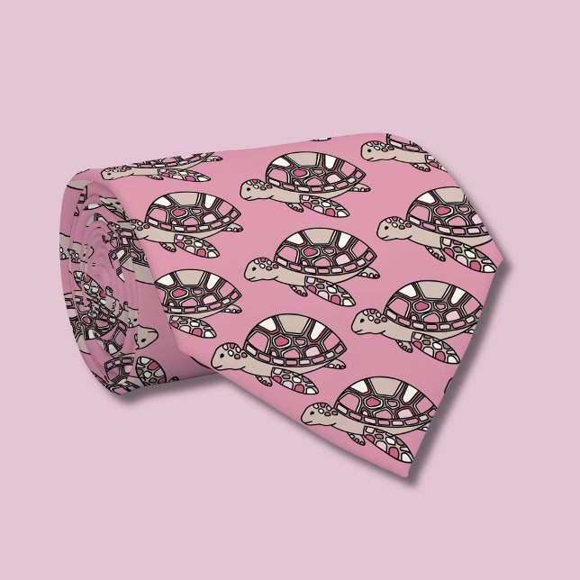 Linda corbata rosa de tortuga marina (Sea Turtle Pink tie )