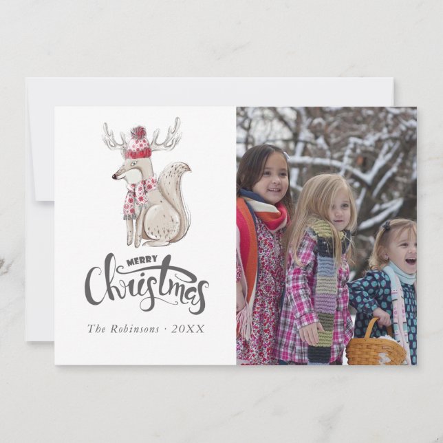 Linda foto de Navidad del zorro de invierno en acu (Anverso)