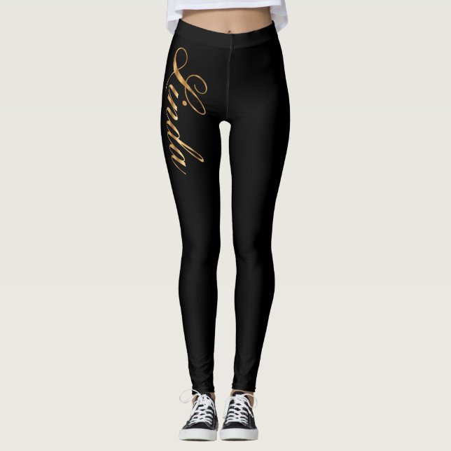 Linda gold Design Lettering Leggings (Anverso)