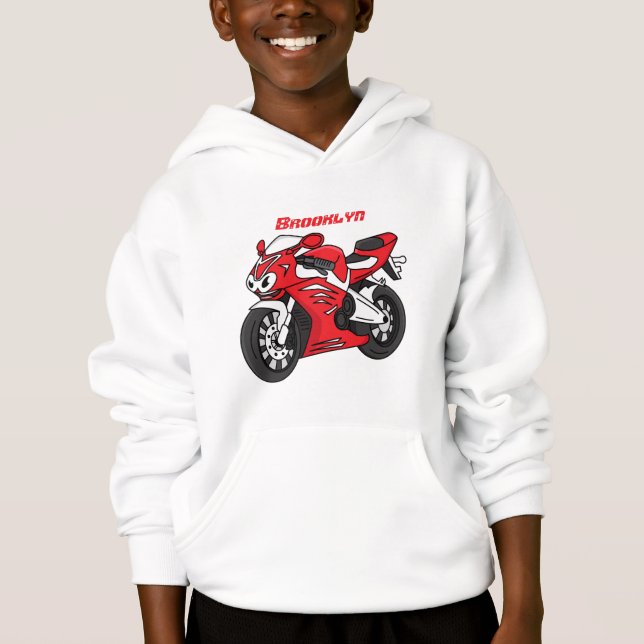 Linda motocicleta deportiva roja de dibujos animad (Anverso)