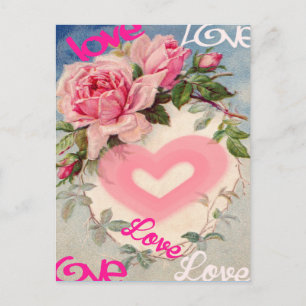 linda postal floral, amor