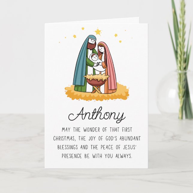 Linda Religiosa con Nombre Feliz Navidad (Anverso)