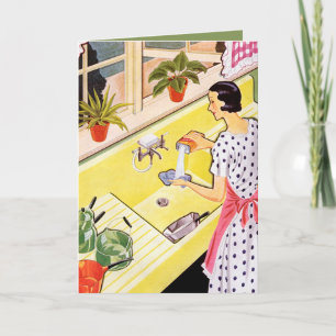 linda señora de limpieza retro vintage