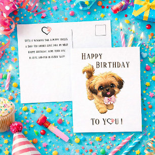Linda Shih Tzu Feliz Cumpleaños Perrito Tarjeta Po