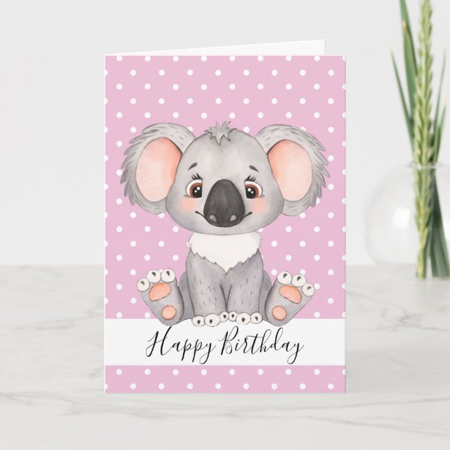linda tarjeta de cumpleaños de Koala (Anverso)