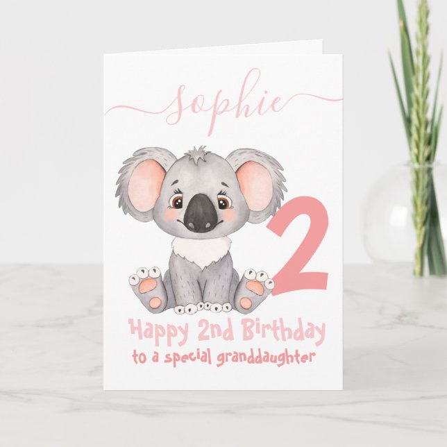 linda tarjeta de cumpleaños de Koala chica (Anverso)