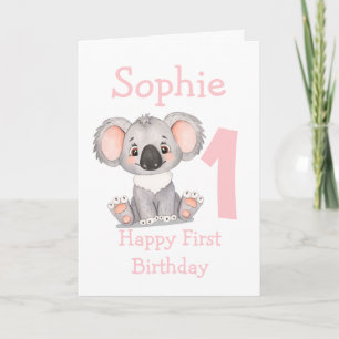 linda tarjeta de cumpleaños de Koala chica