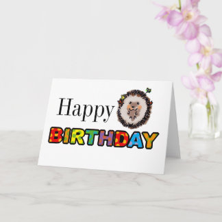 linda tarjeta de cumpleaños feliz de hedgehog