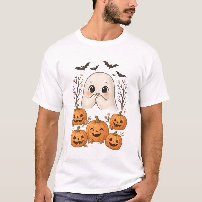 linda y espeluznante camiseta fantasma de hallowee (Anverso)