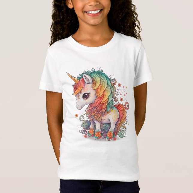 lindas camisetas de chicas de arte de unicornio (Anverso)