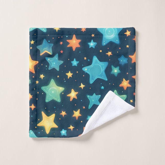 Lindas estrellas brillantes en azul (Toallita)
