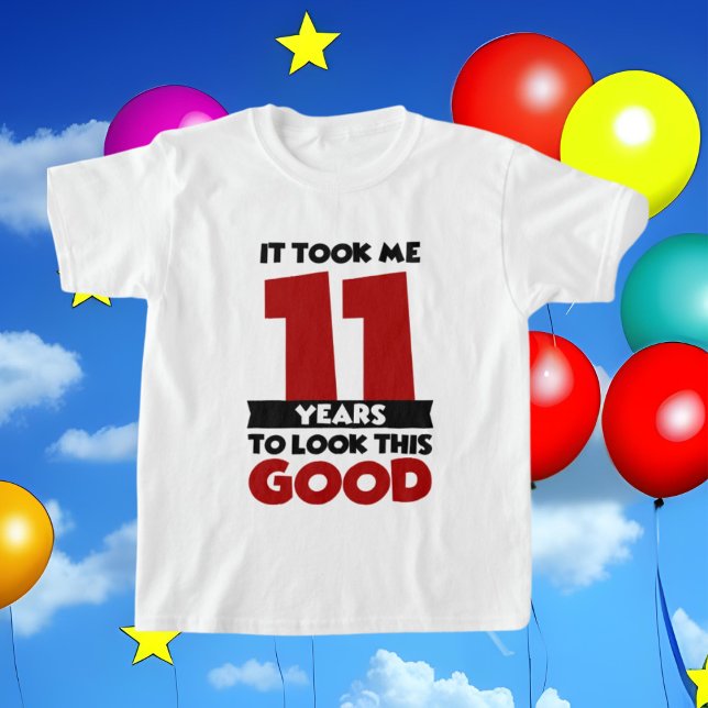 lindo 11º cumpleaños unisex se ve bien camiseta (Subido por el creador)