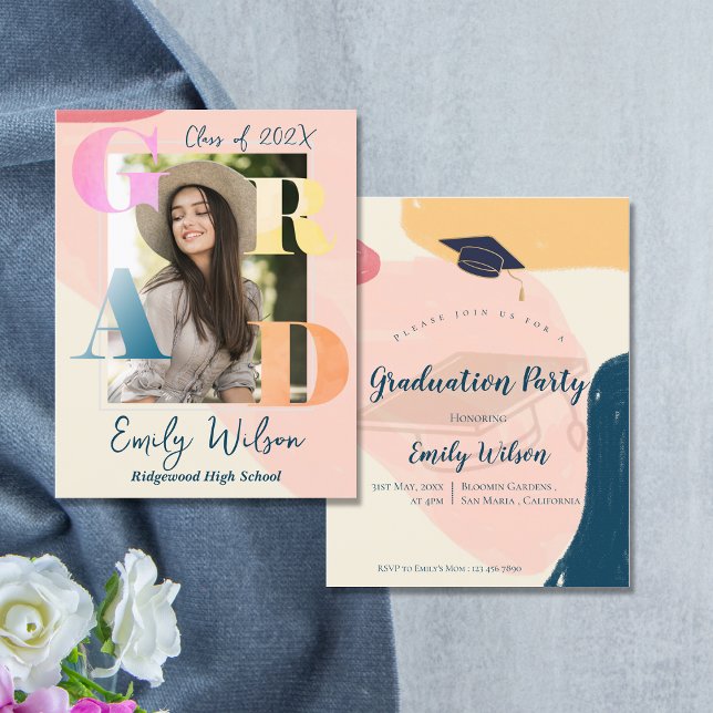 Lindo 2025  Foto Invitación de Graduación para Fie (Cute 2025 Photo Graduation Party Mini Invitation)