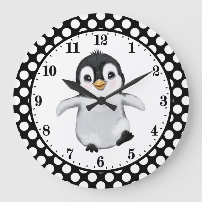 lindo amante de los pingüinos Gran Reloj (Anverso)