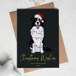 Lindo Árbol de Navidad Plano con Border Collie en