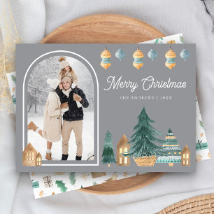 Lindo Arco Tradicional Nórdico Foto Gris Navidad