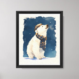 Lindo Arte de Pared de Oso Polar para Guardería en