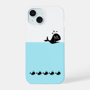 Lindo ballena negro inicial personalizada blanco y