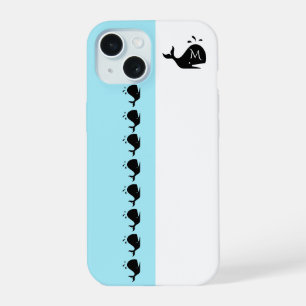 Lindo ballena negro inicial personalizada blanco y