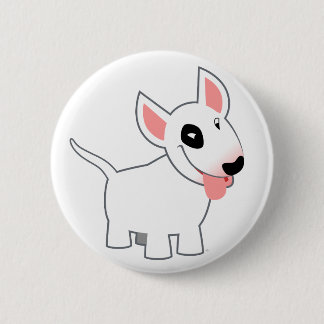 Lindo botón de insignia de Bull Terrier de dibujos