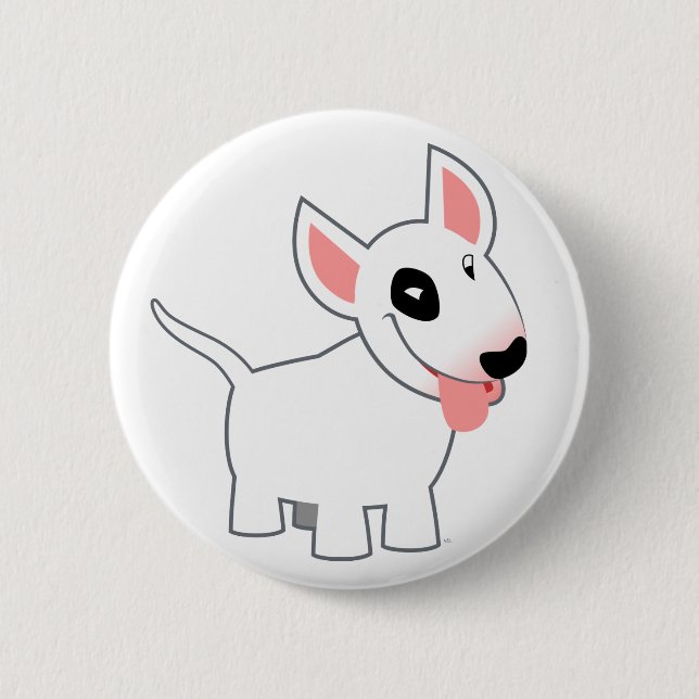 Lindo botón de insignia de Bull Terrier de dibujos (Anverso)