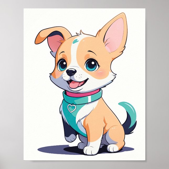 Lindo cachorro Corgi - Arte de pared para nursery  (Frente)