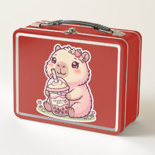 Lindo Chibi Capybara Fresa Boba Kawaii Metal L