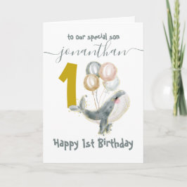 lindo chico de ballena primera tarjeta de cumpleañ