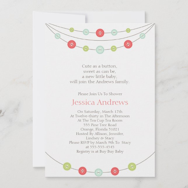 Lindo como invitación de Baby Shower del botón (Anverso)