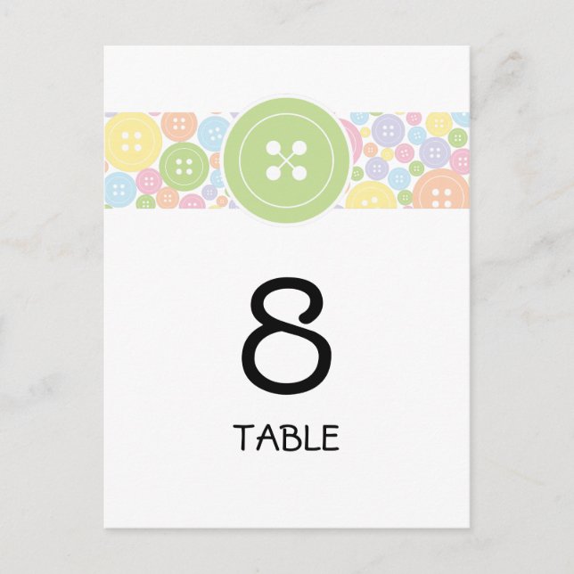 Lindo como un Botón  |  Tarjeta de Número de Mesa (Anverso)