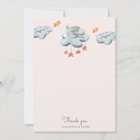 lindo conejito azul Baby Shower Gracias tarjeta