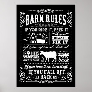 lindo Country Barn reglas de palabras arte