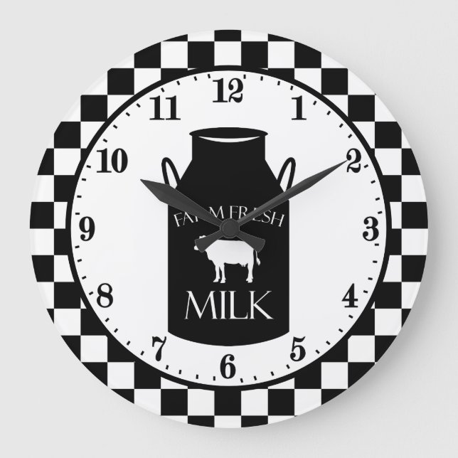 lindo Country Farm reloj de pared de vaca de leche (Anverso)